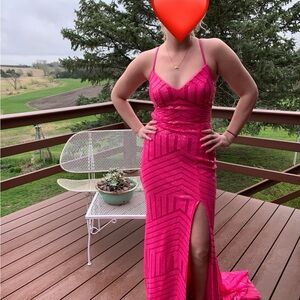 Jovani Fuchsia Strappy Prom Dress